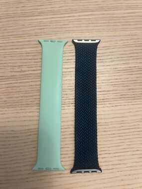 Apple Mint Green Silicone & Navy Braided Apple Watch Bands